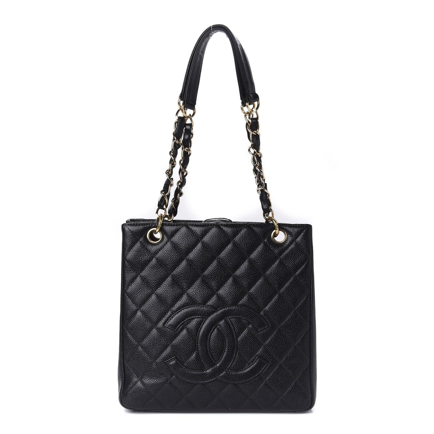 Caviar Quilted Petit Shopping Tote PST Black