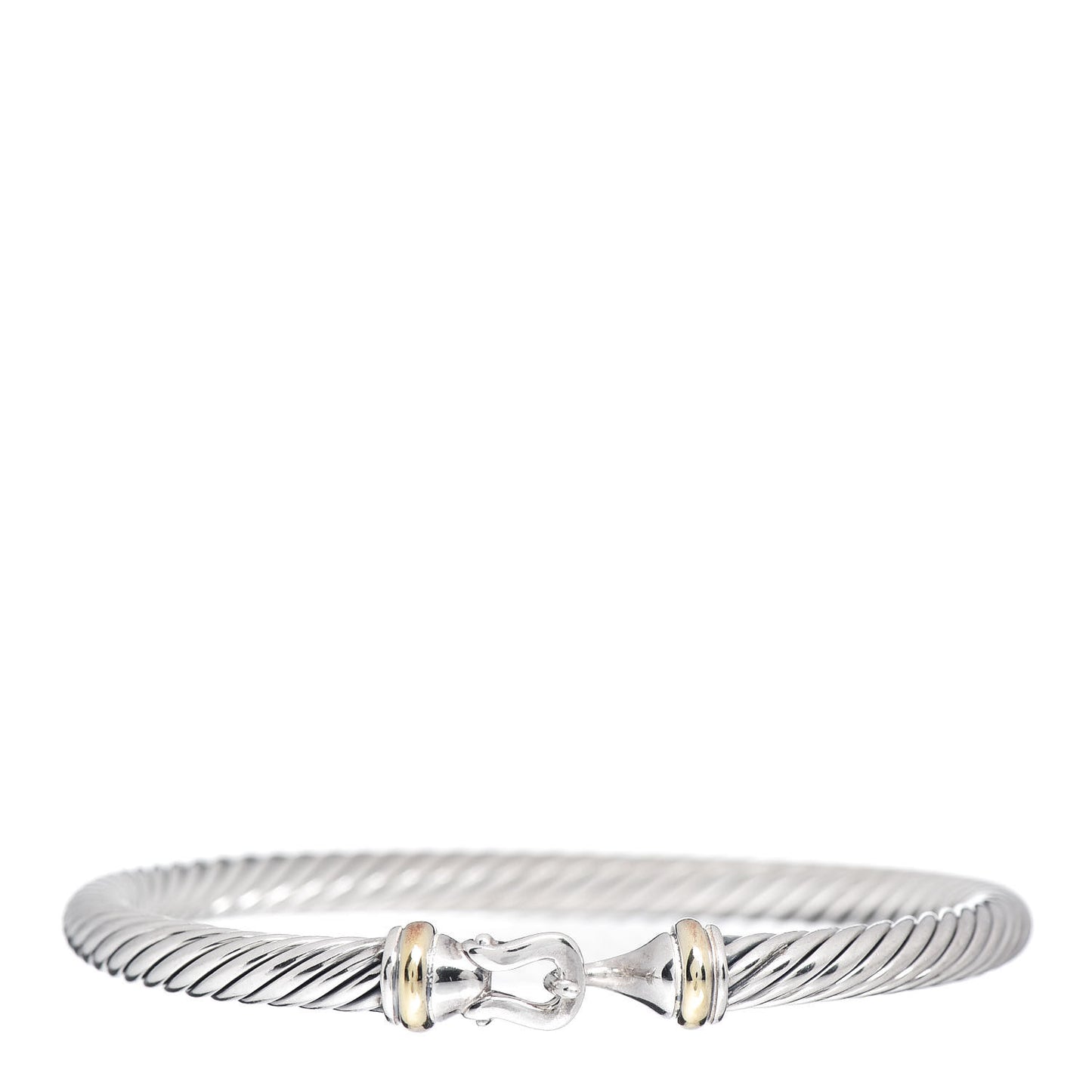 Sterling Silver 18K Yellow Gold 5mm Cable Classic Buckle Bracelet