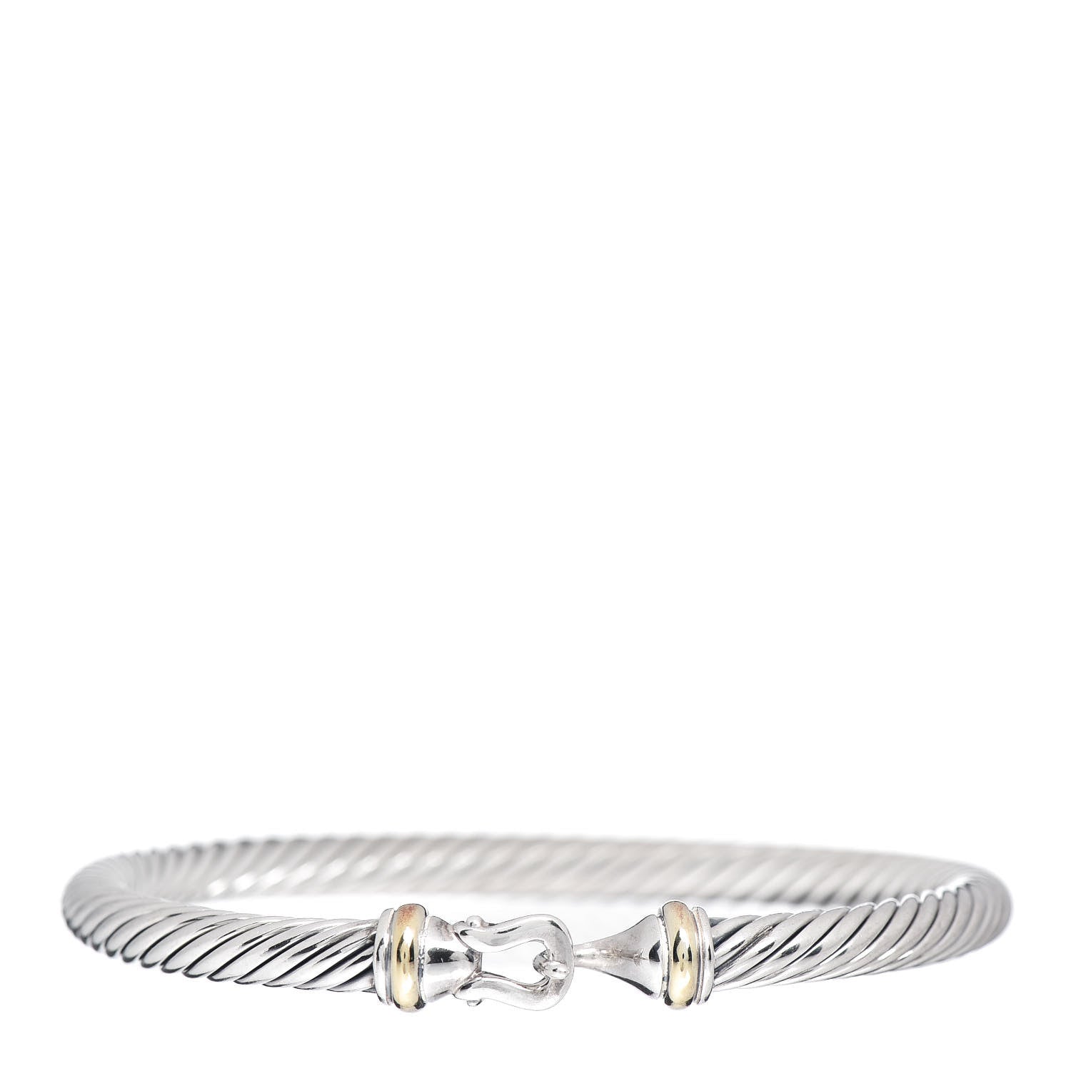David Yurman Sterling Silver 18K Yellow Gold 5mm Cable Classic Buckle Bracelet 1 of 4