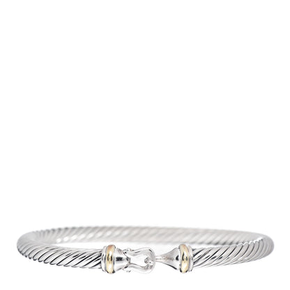 David Yurman Sterling Silver 18K Yellow Gold 5mm Cable Classic Buckle Bracelet 1 of 4
