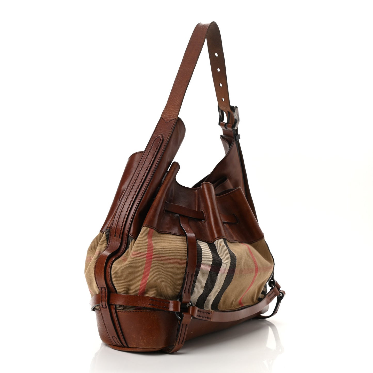 Bridle Calfskin House Check Kenton Hobo Brown