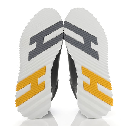 Hermes Technical Canvas Suede Goatskin Bouncing Sneakers 40 Gris Fume Jaune 5 of 8