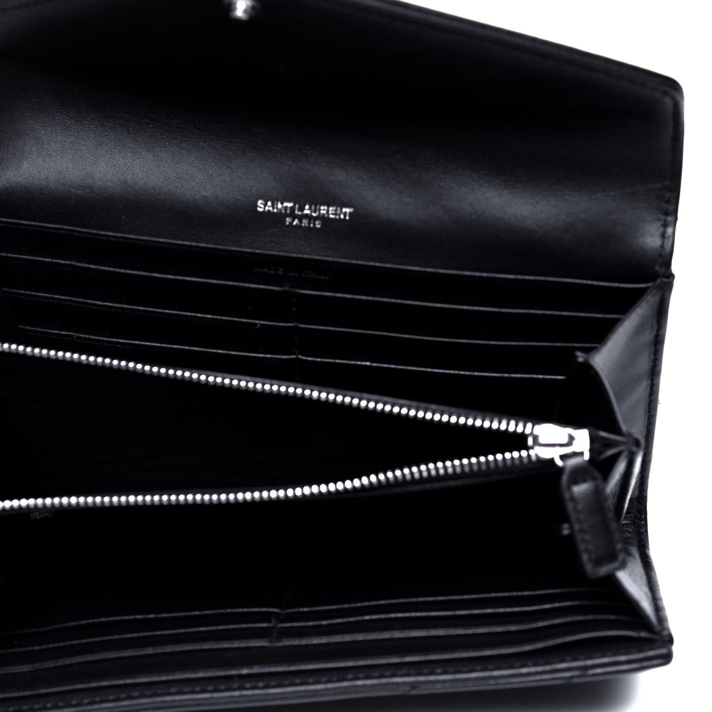 Lambskin Y Quilted Monogram Large Loulou Flap Wallet Black