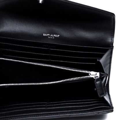 Saint Laurent Lambskin Y Quilted Monogram Large Loulou Flap Wallet Black 3 of 6