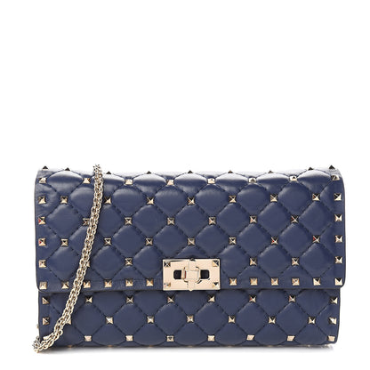Valentino Garavani Nappa Rockstud Spike Wallet on Chain Pure Blue 1 of 9