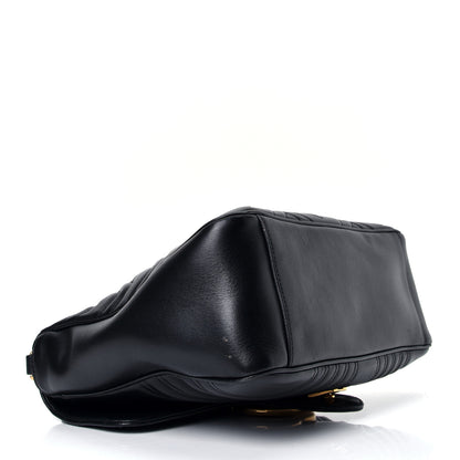 Gucci Calfskin Matelasse Medium GG Marmont Top Handle Shoulder Bag Black 2 of 4