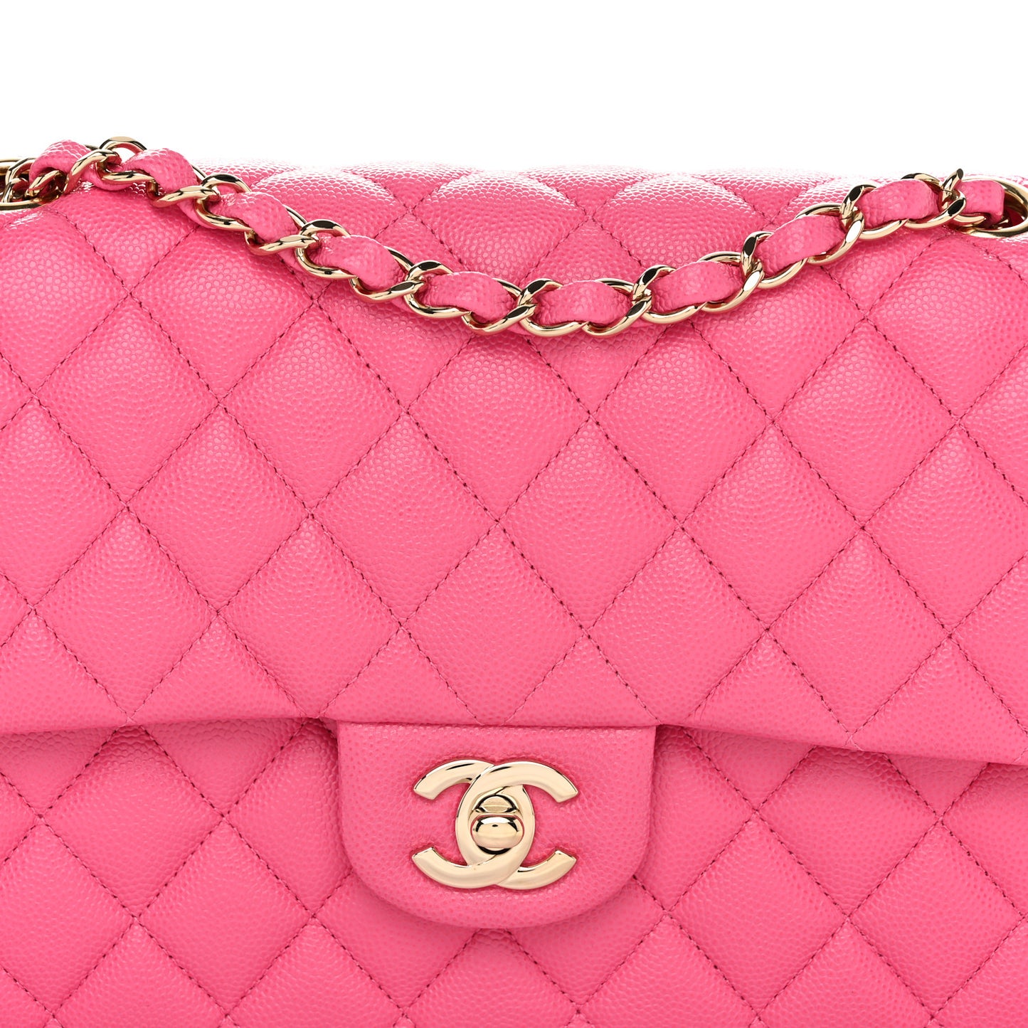 Caviar Quilted Medium Double Flap Pink