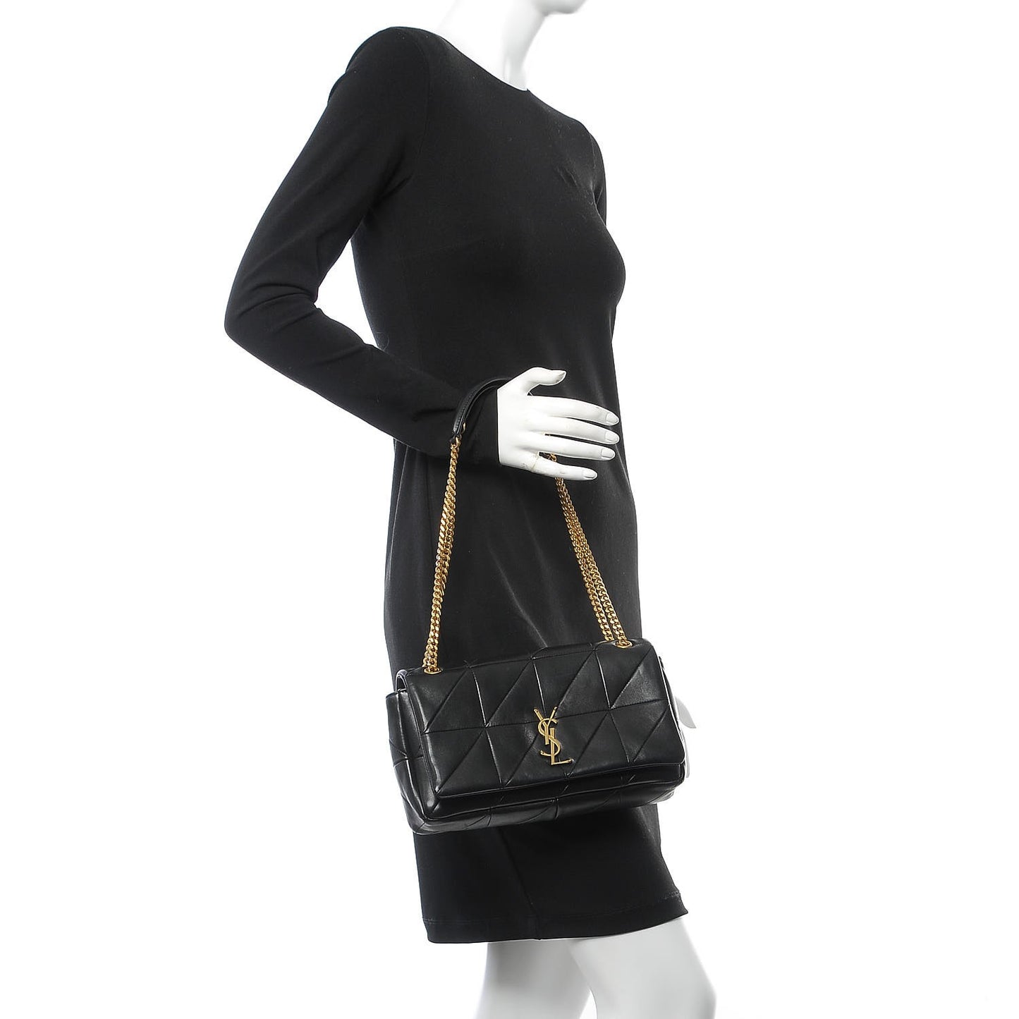 Lambskin Patchwork Monogram Medium Jamie Black