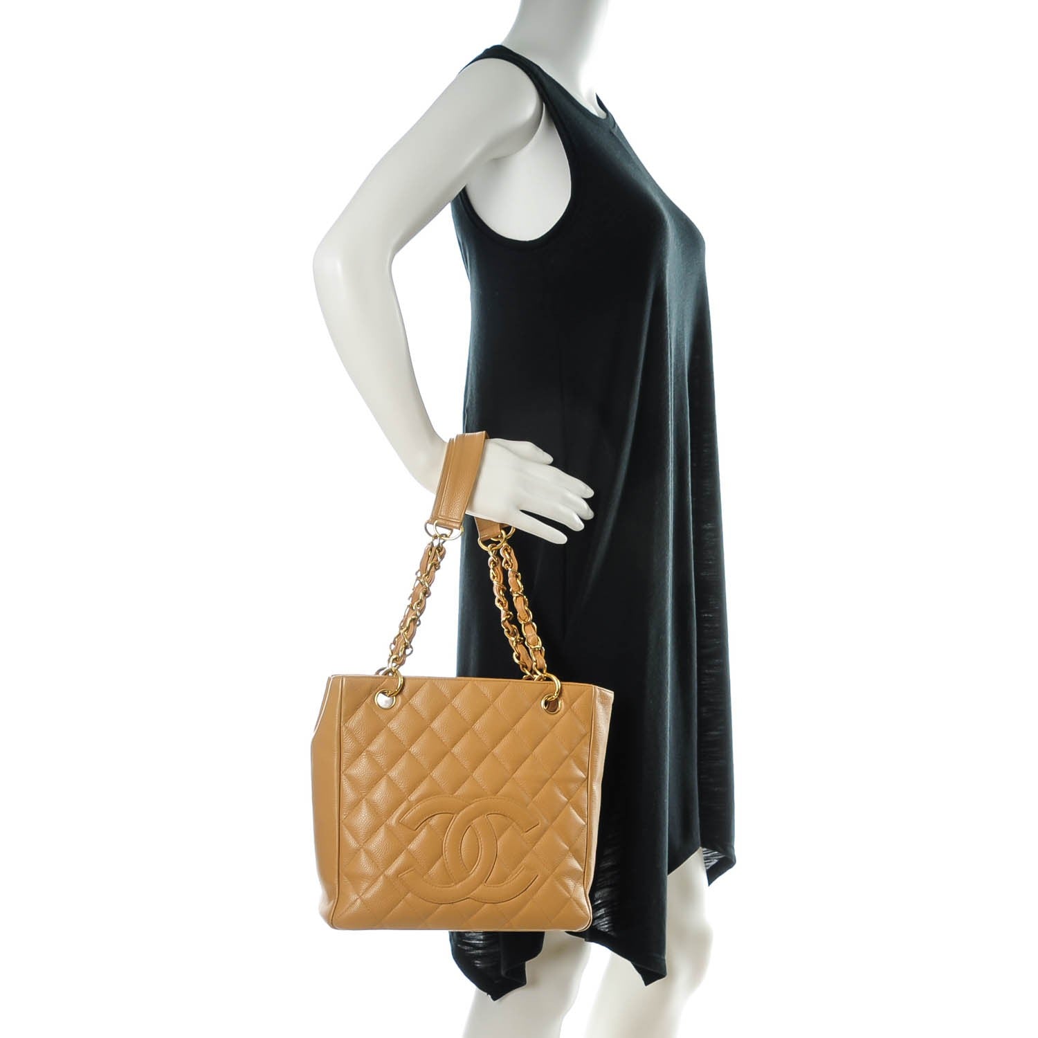 Chanel Caviar Quilted Petit Shopping Tote PST Dark Beige 2 of 7