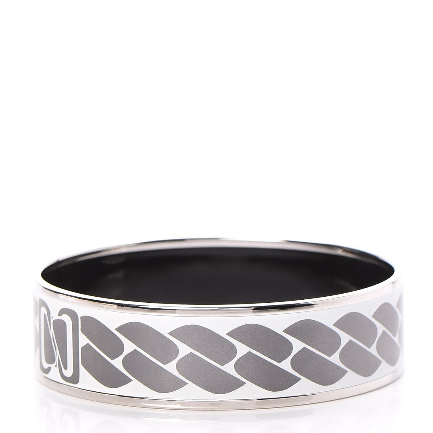 Enamel Printed Wide Clic C'est Noue Bracelet 70 Blanc Platine