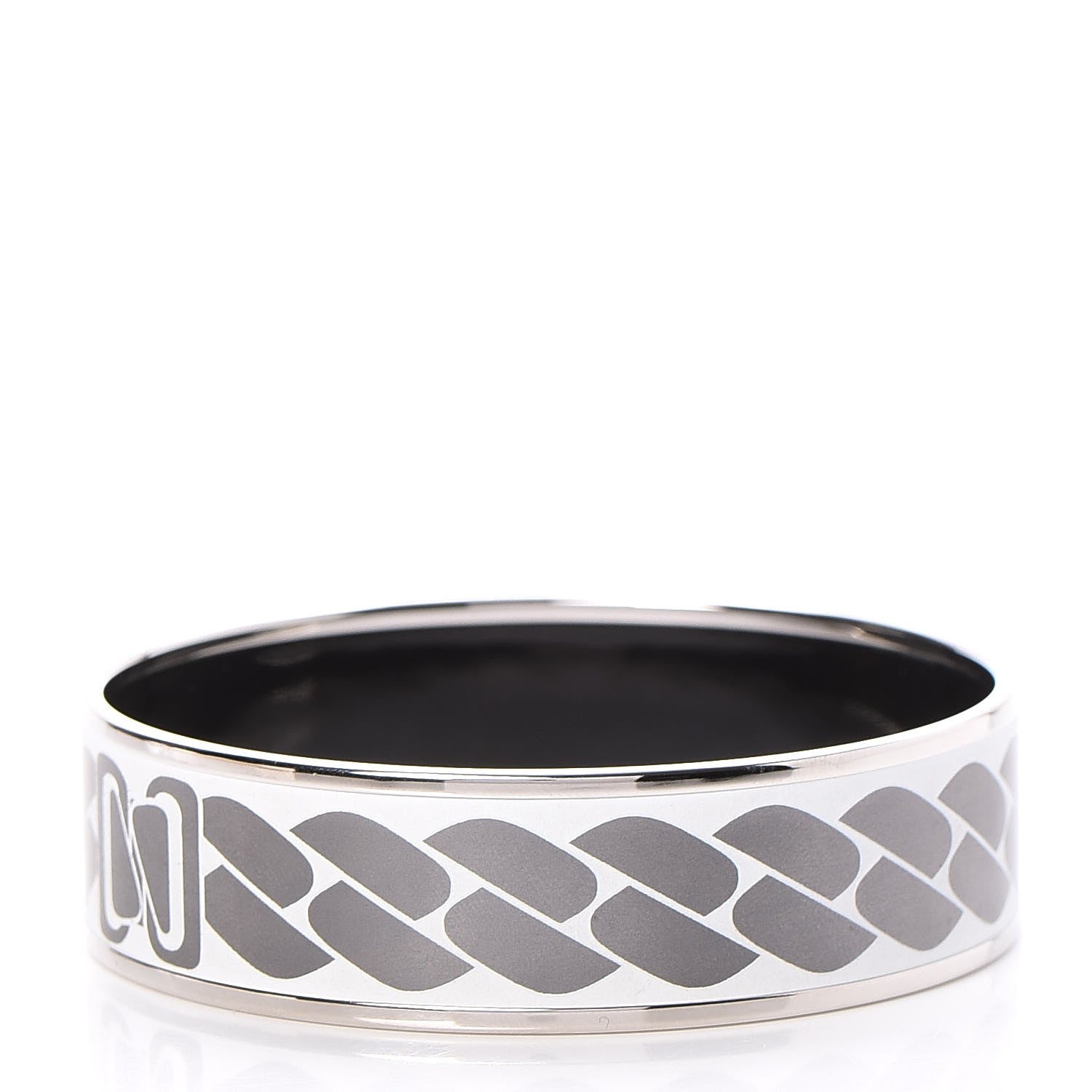 Hermes Enamel Printed Wide Clic C'est Noue Bracelet 70 Blanc Platine 3 of 5