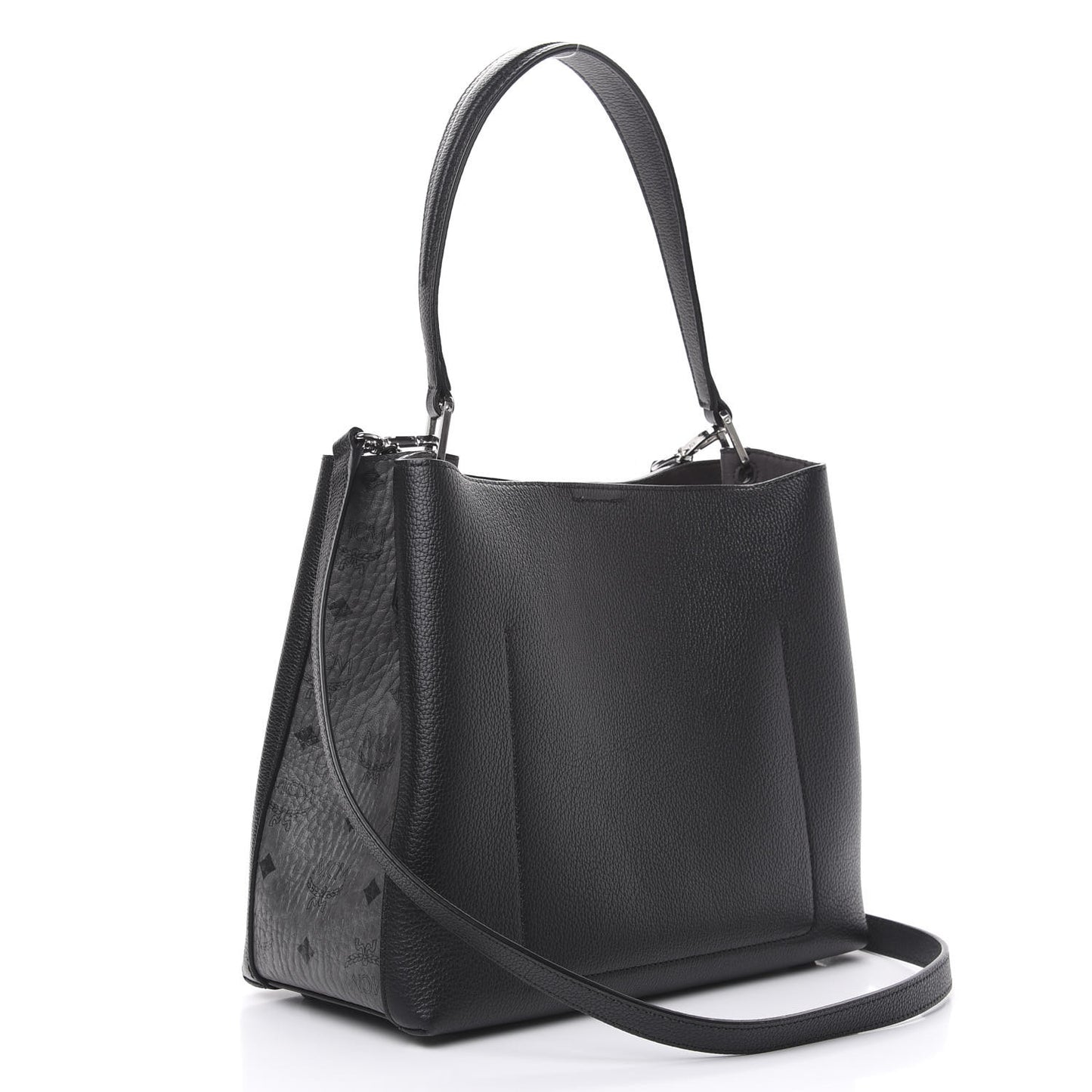 Grained Calfskin Visetos Medium Sarah Hobo Black
