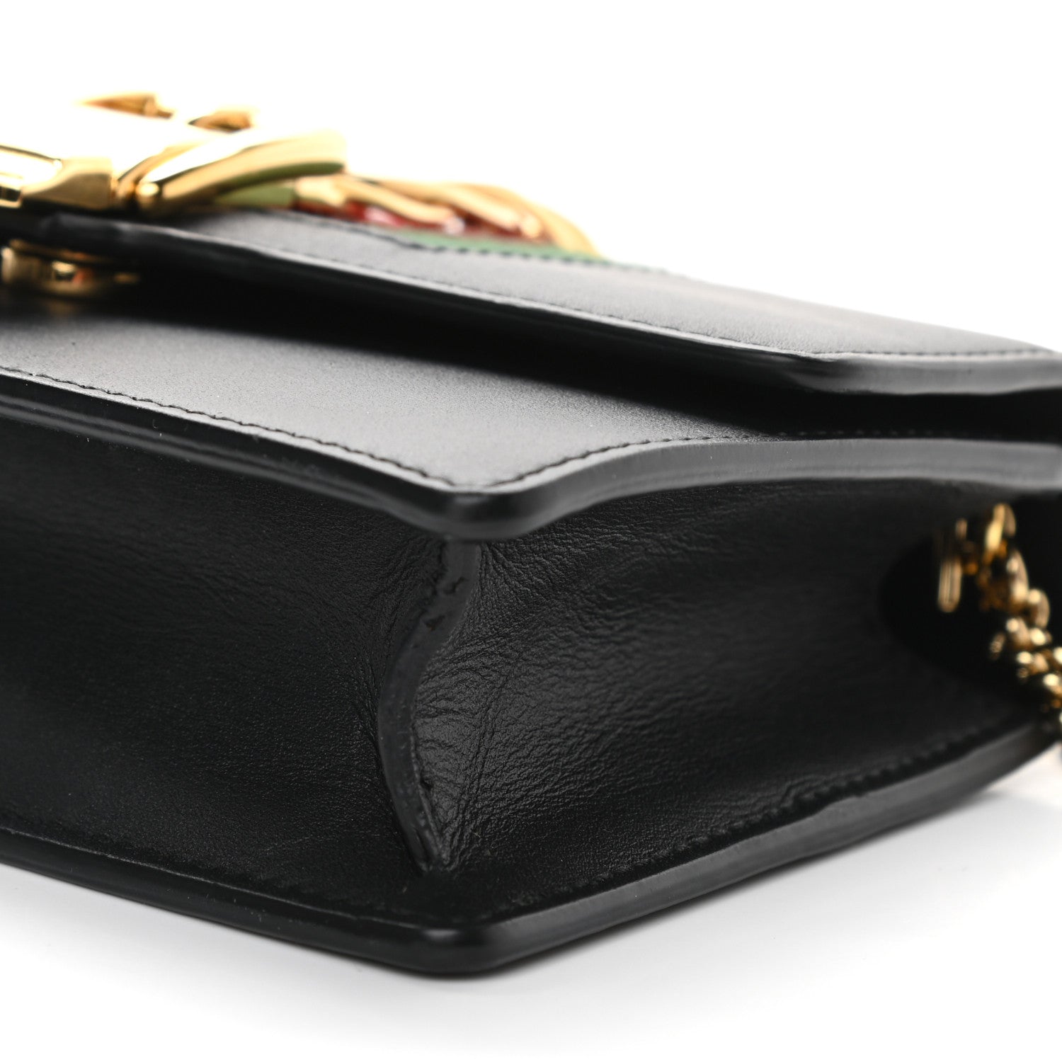 Gucci Calfskin Super Mini Sylvie Chain Shoulder Bag Black 9 of 9