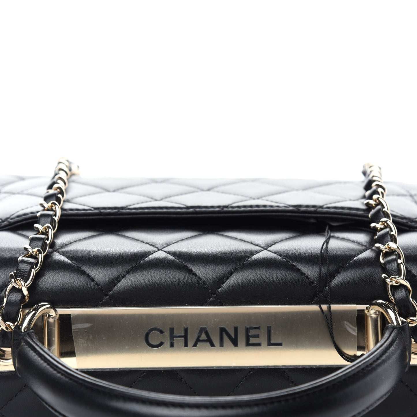 Lambskin Quilted Medium Trendy CC Flap Dual Handle Bag Black