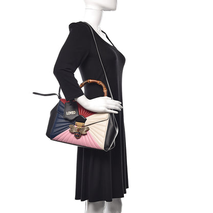Gucci Calfskin Bamboo Trapuntata Queen Margaret Top Handle Bag Blue Agata Hibiscus Red Mystic White Sugar Pink 2 of 11