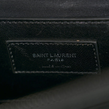 Saint Laurent Sheepskin Matelasse Chevron Monogram Monochrome Large College Satchel Black 6 of 11