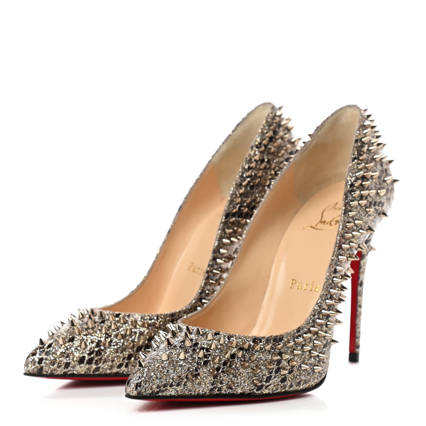 Glitter Eve Studded Escarpic 100 Pumps 35.5 Roccia Colombe Metal