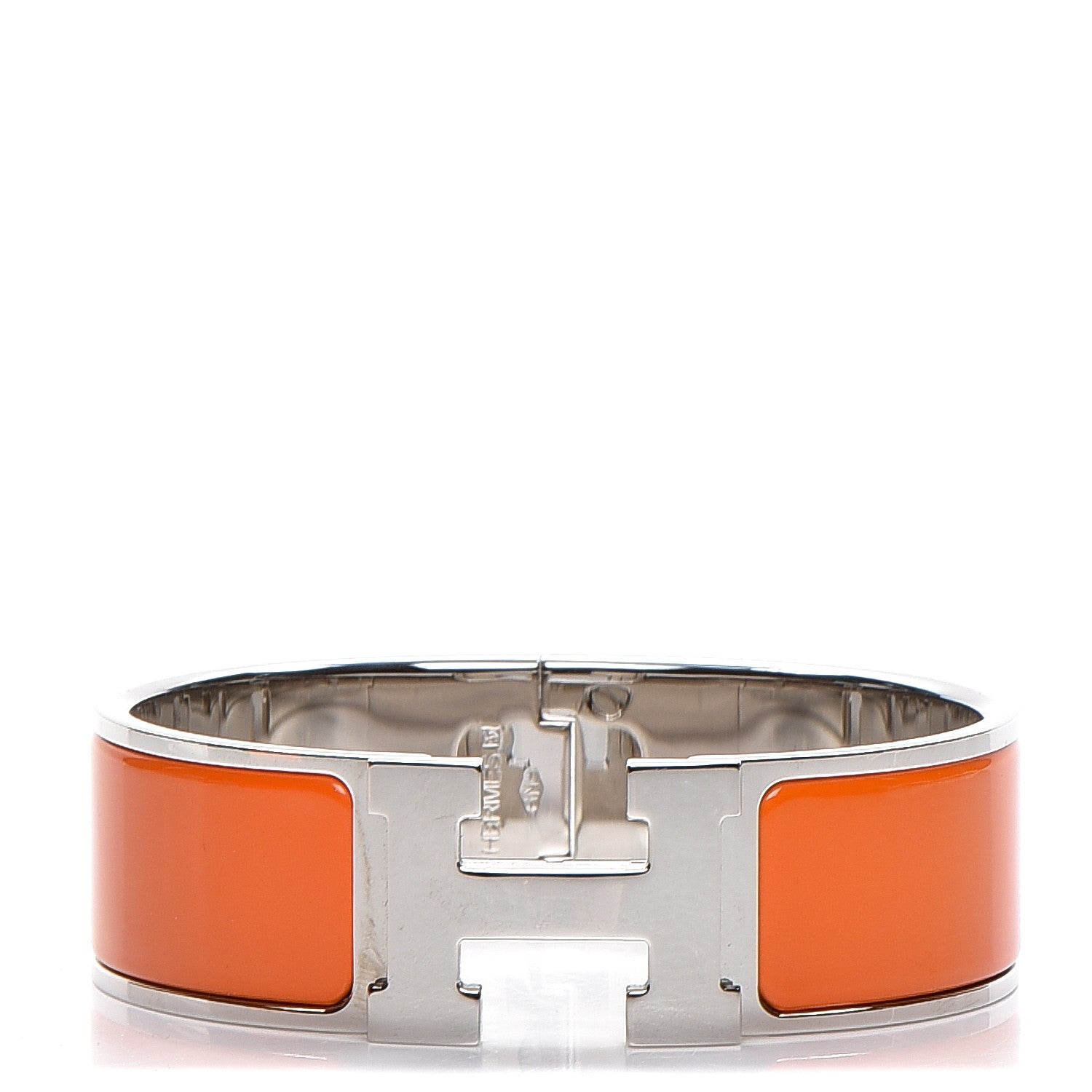 Hermes Enamel Wide Clic Clac H Bracelet GM Orange 1 of 5
