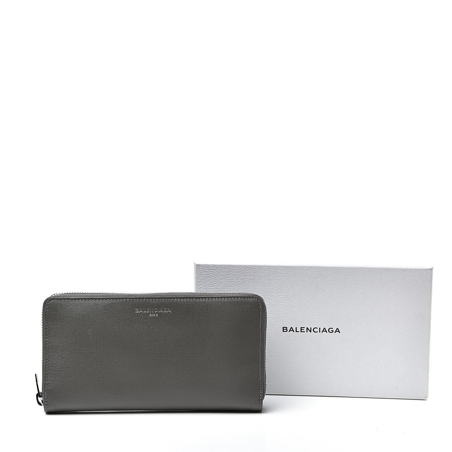 Balenciaga Striped Calfskin Essential Continental Zip Around Wallet Grey Green 8 of 8