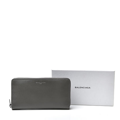 Balenciaga Striped Calfskin Essential Continental Zip Around Wallet Grey Green 8 of 8