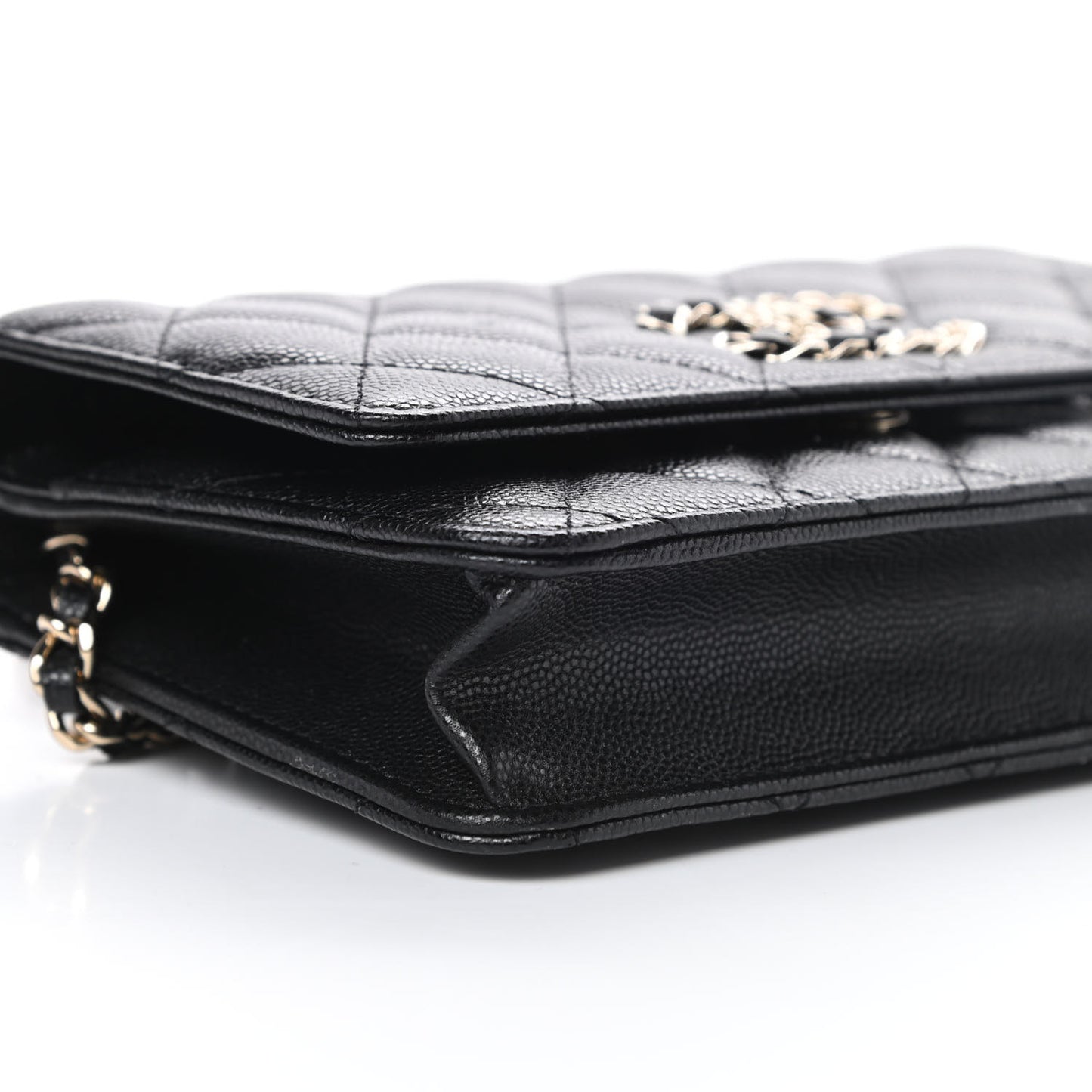 Caviar Quilted French New Wave Chain CC Wallet On Chain WOC Black