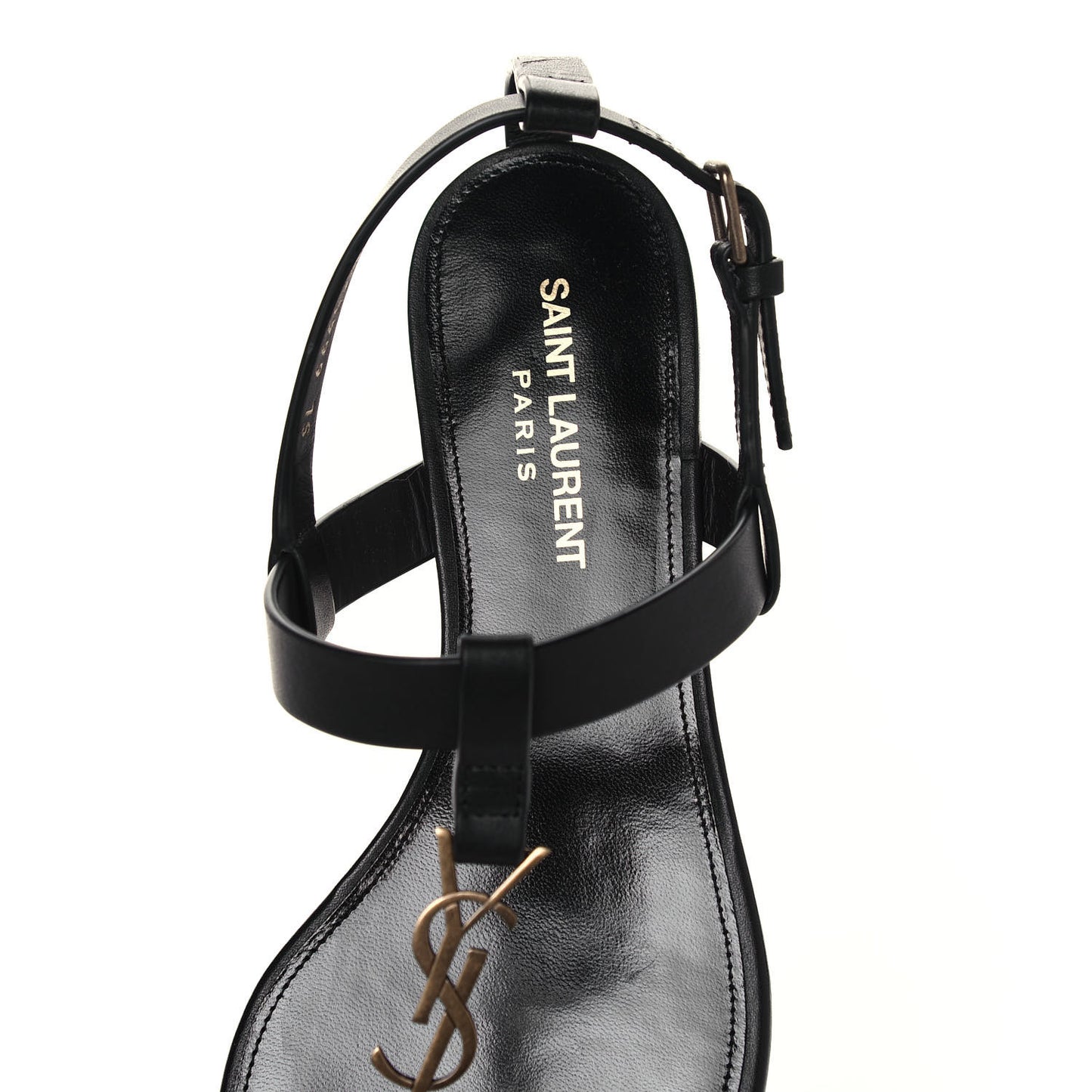 Patent Calfskin Cassandra Monogram Sandals 38 Black