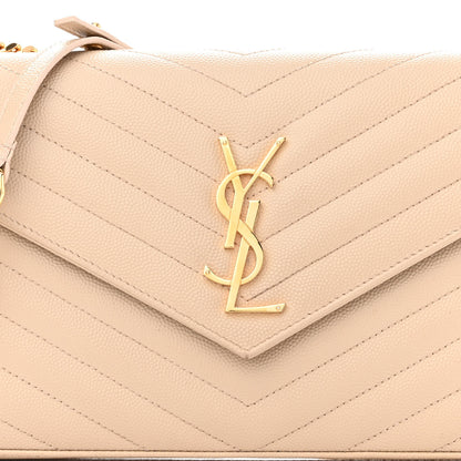 Saint Laurent Grain De Poudre Matelasse Chevron Monogram Chain Wallet Nude Powder 8 of 14