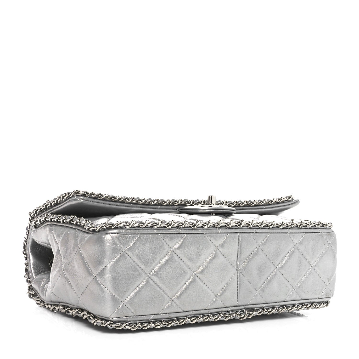 Chanel Metallic Lambskin Large Chain All Over Flap Silver 4 of 10