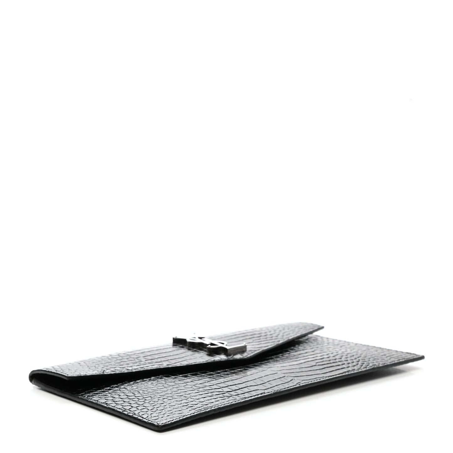 Calfskin Crocodile Embossed Uptown Monogram Pouch Black