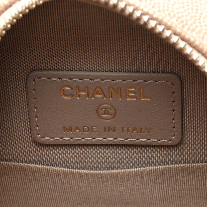 Chanel Iridescent Caviar Resin Quilted Round Clutch With Chain Beige 6 of 10