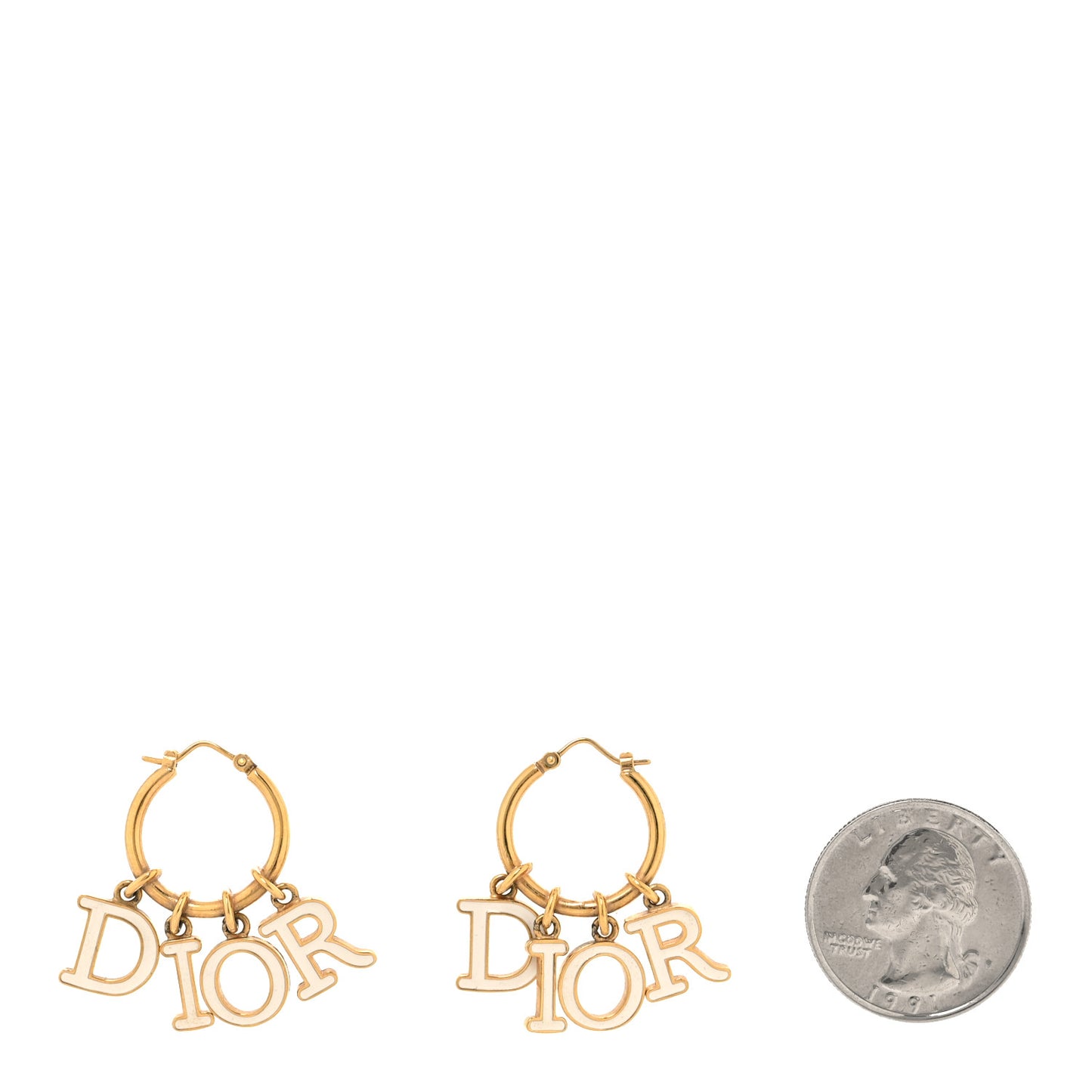 Metal Enamel Dio(r)evolution Hoop Earrings Gold White