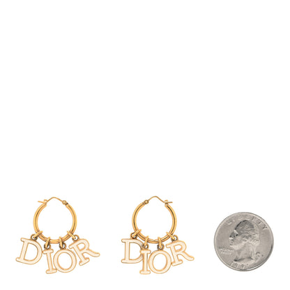 Christian Dior Metal Enamel Dio(r)evolution Hoop Earrings Gold White 5 of 8