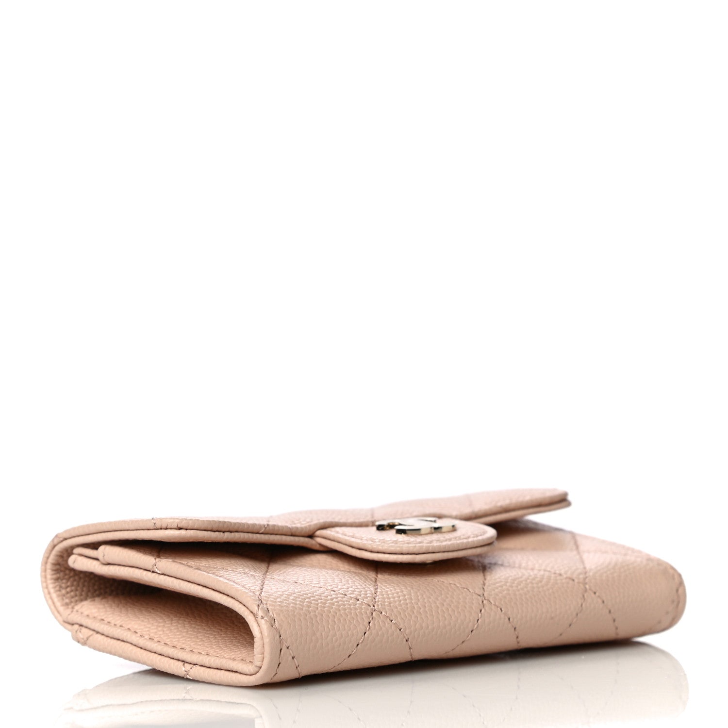 Chanel Caviar Quilted Flap Card Holder Wallet Beige 4 of 12