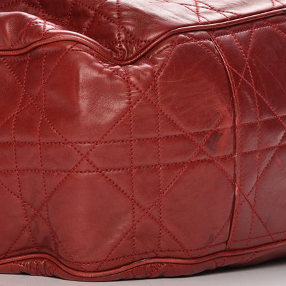 Christian Dior Lambskin Cannage Drawstring Bag Red 10 of 11