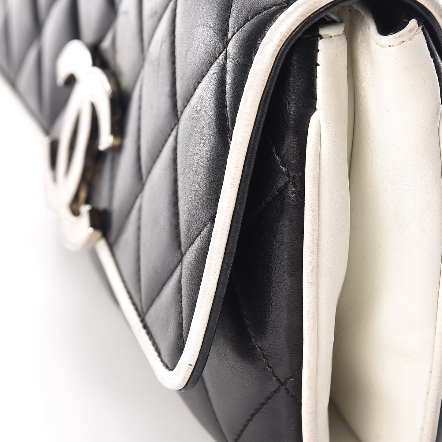 Lambskin Two Tone Flap Black White