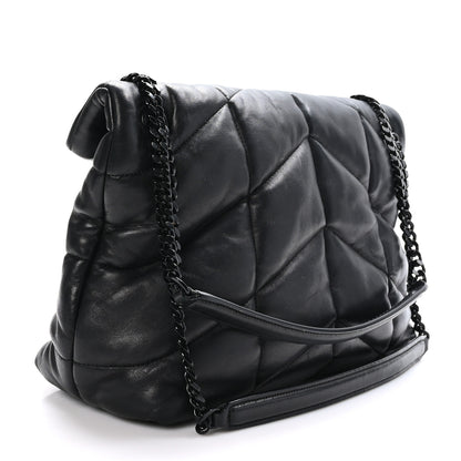 Saint Laurent Lambskin Quilted Monogram Monochrome Medium Loulou Puffer Chain Satchel Black 3 of 11