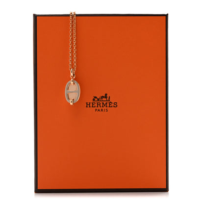Hermes Metal Enamel Mini Maillon Pendant Necklace Marron Glace 7 of 7