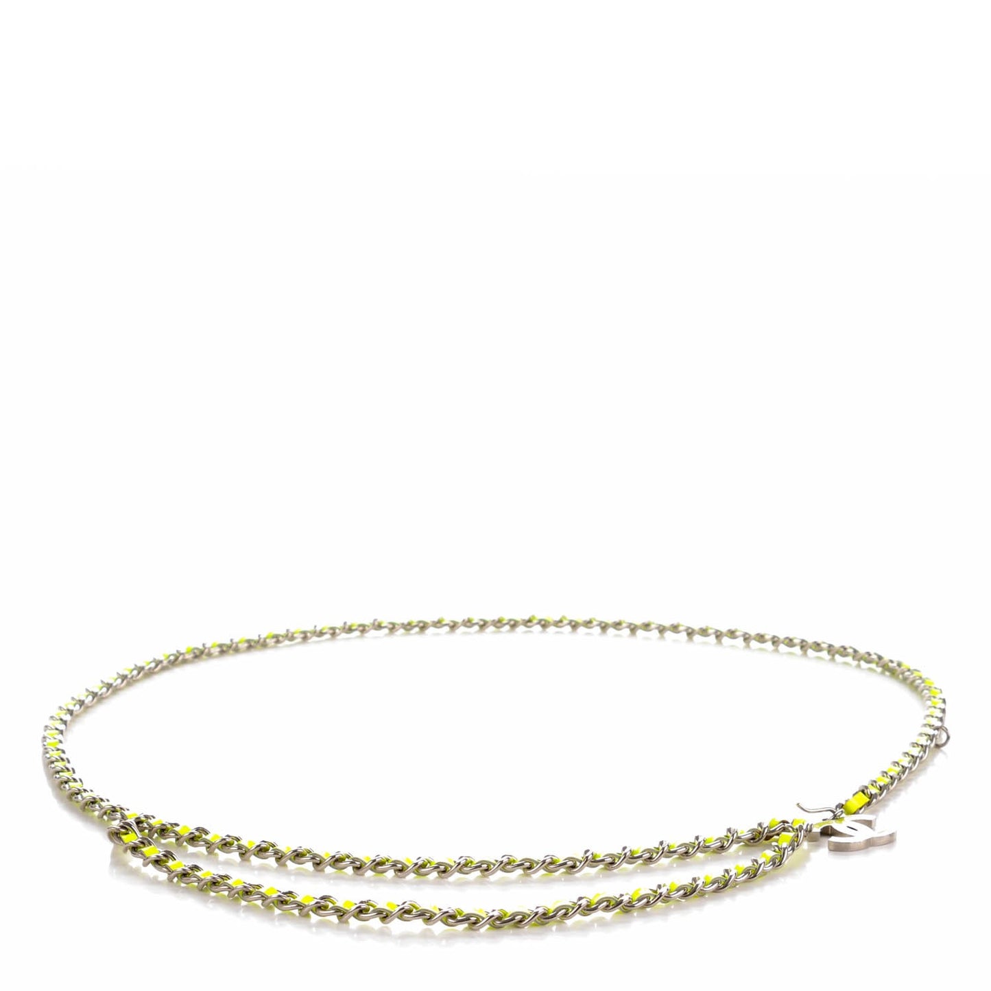 Patent Chain CC Double Strand Belt Silver Neon Green