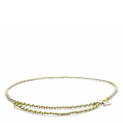 Chanel Patent Chain CC Double Strand Belt Silver Neon Green 1 of 5