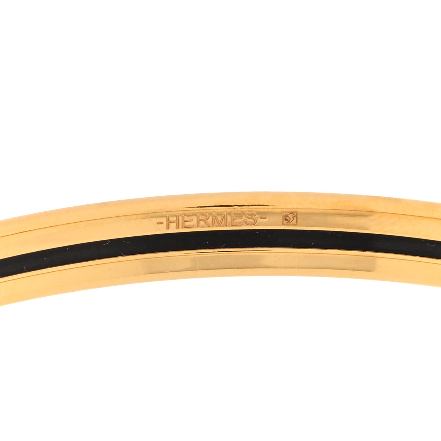 Hermes Enamel Printed Fantaisie d'Etriers Extra Narrow Bracelet 70 Black 4 of 5