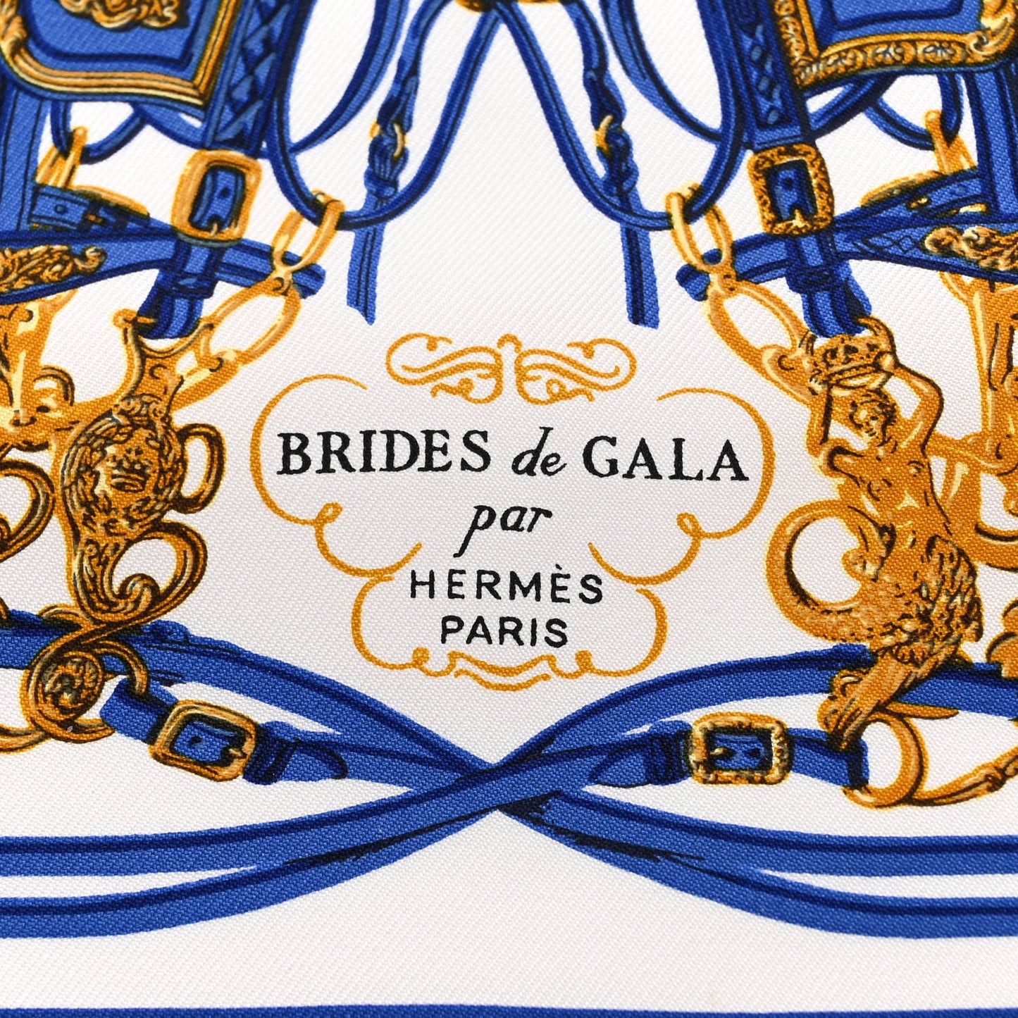 Silk Brides de Gala Nano Scarf 20 Bleu Vif White Or