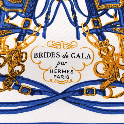 Hermes Silk Brides de Gala Nano Scarf 20 Bleu Vif White Or 2 of 4