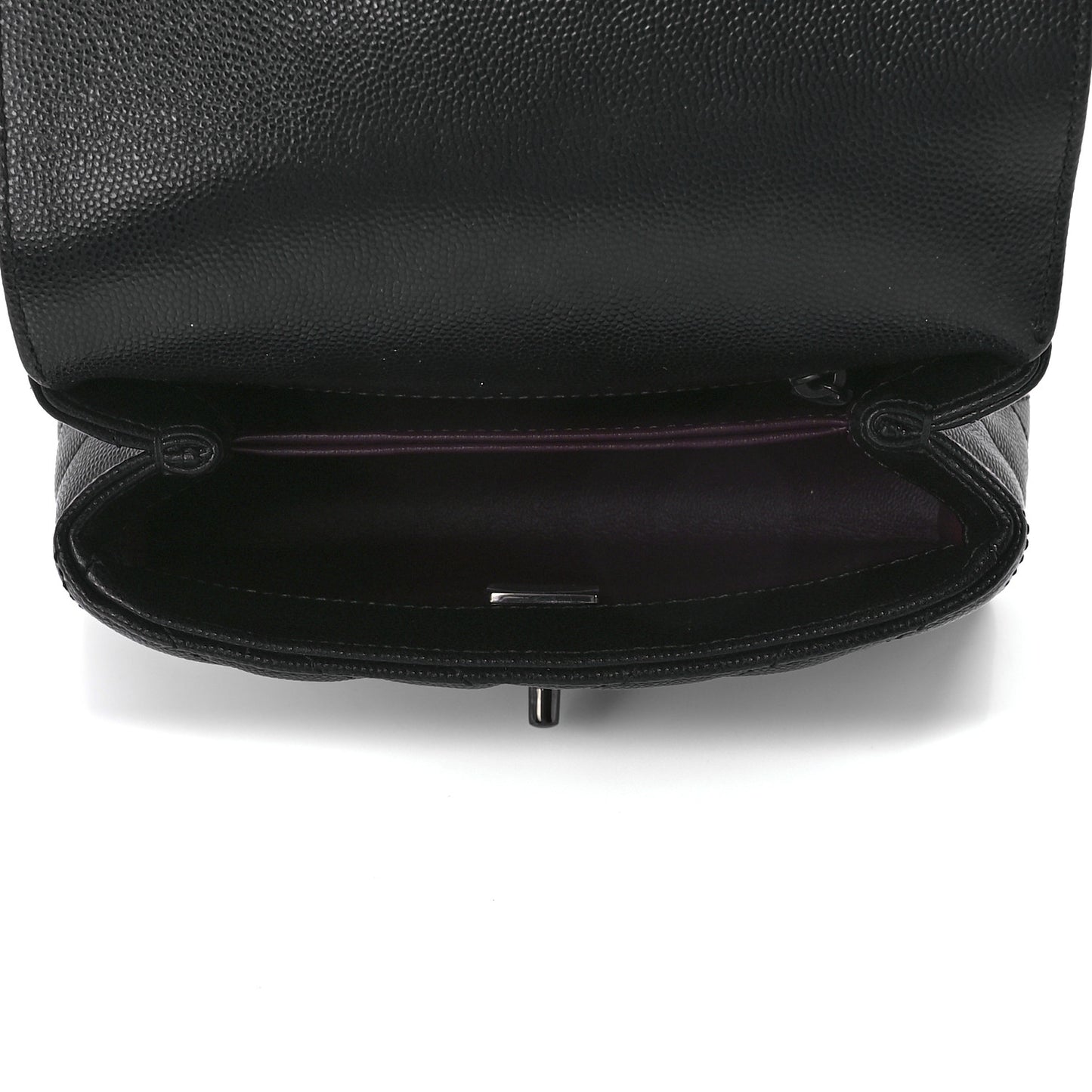 Caviar Chevron Quilted Extra Mini Coco Handle Flap So Black