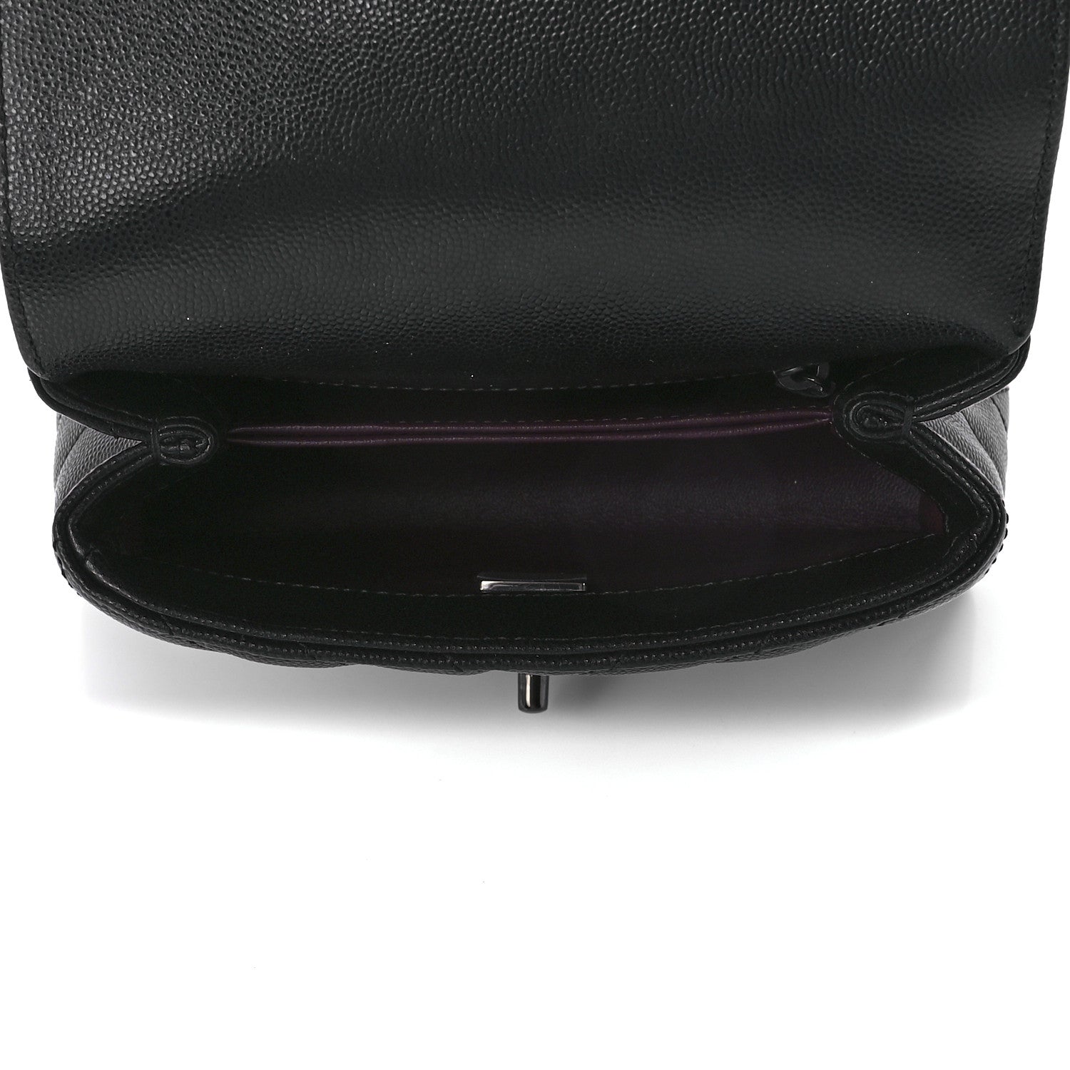Chanel Caviar Chevron Quilted Extra Mini Coco Handle Flap So Black 4 of 9