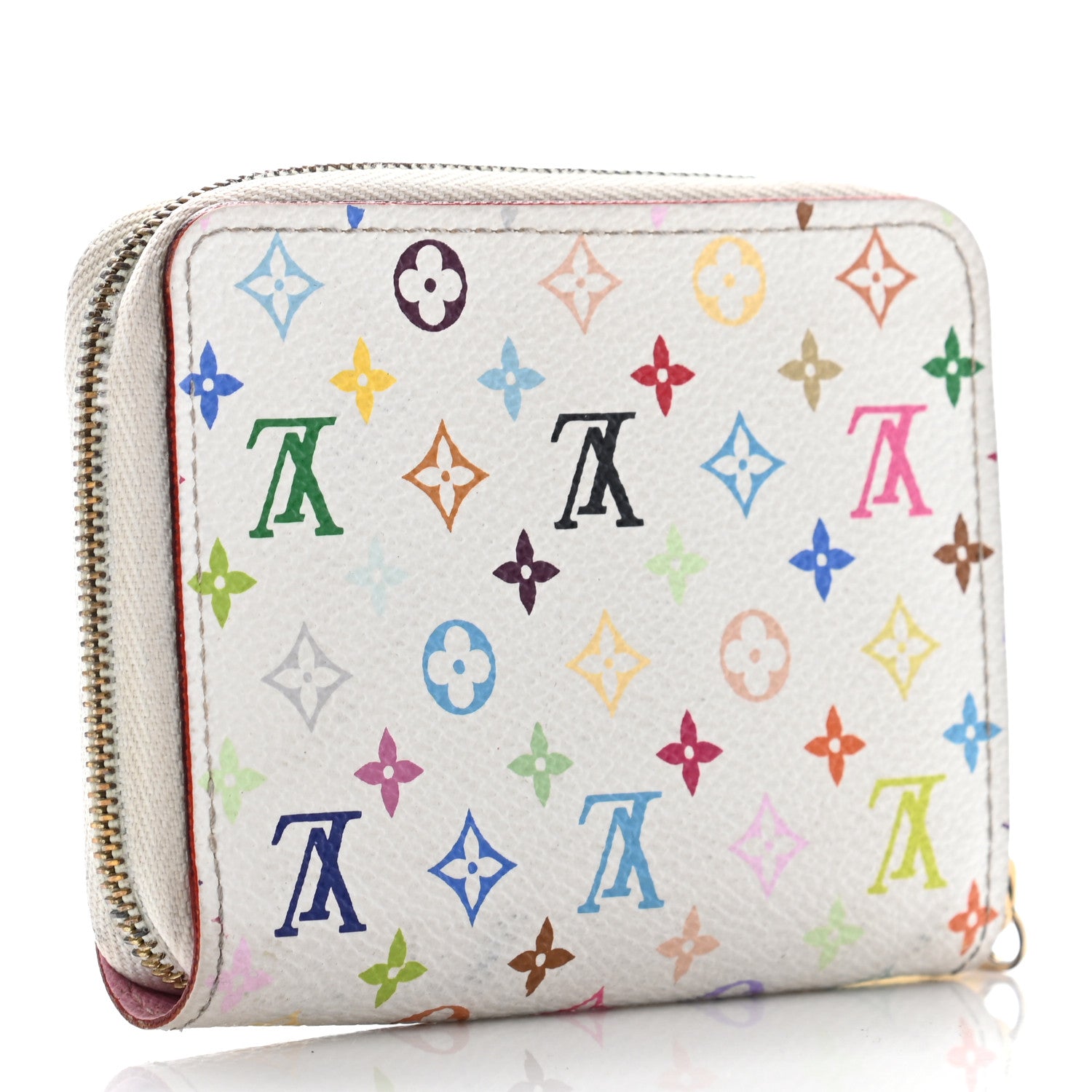 Louis Vuitton Monogram Multicolor Zippy Coin Purse Wallet White Litchi 3 of 17