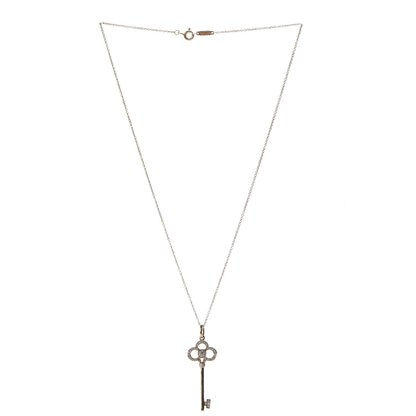 Tiffany 18K Yellow Gold Diamond Crown Key Pendant Necklace 3 of 9