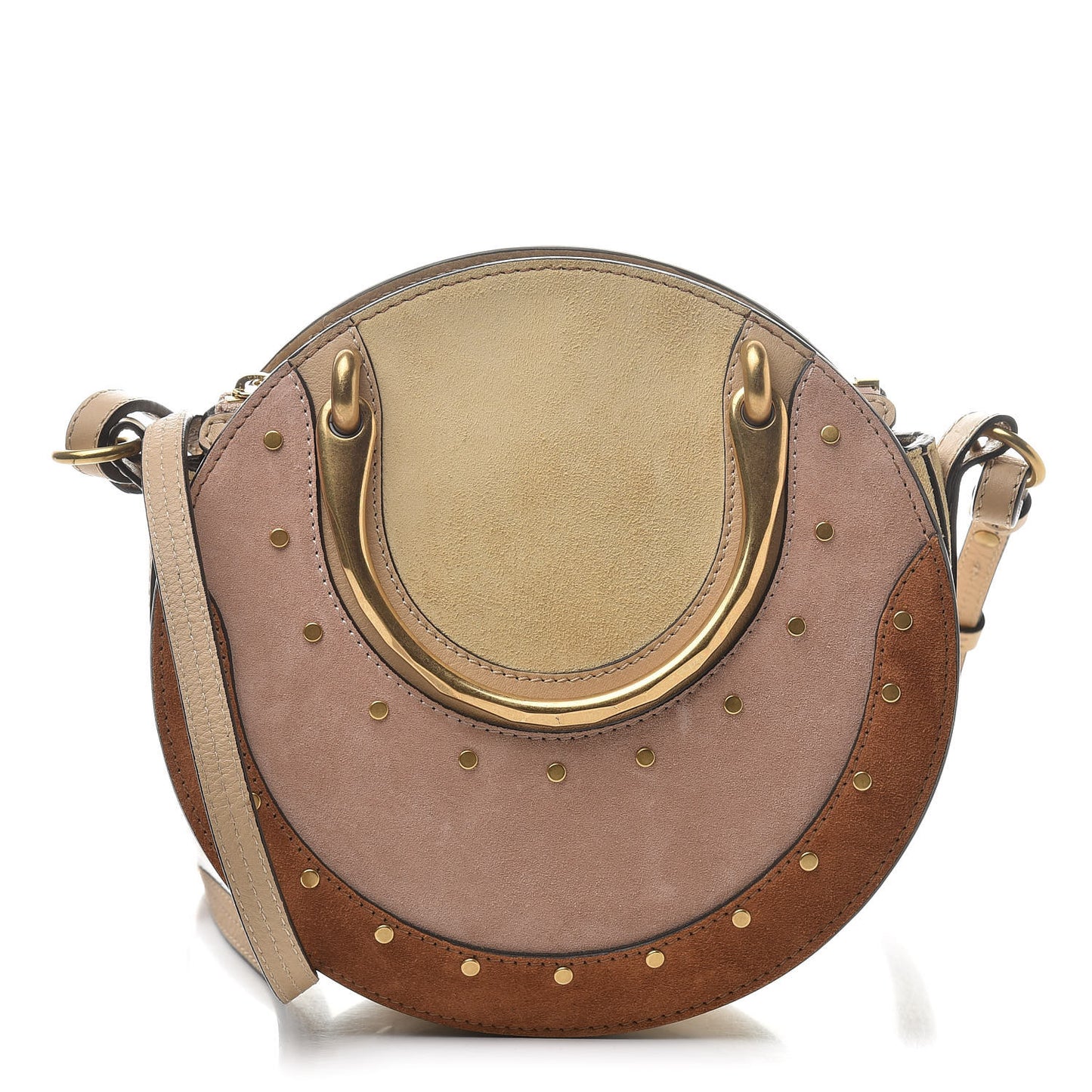 Smooth Calfskin Suede Patchwork Studded Small Pixie Bag Motty Grey