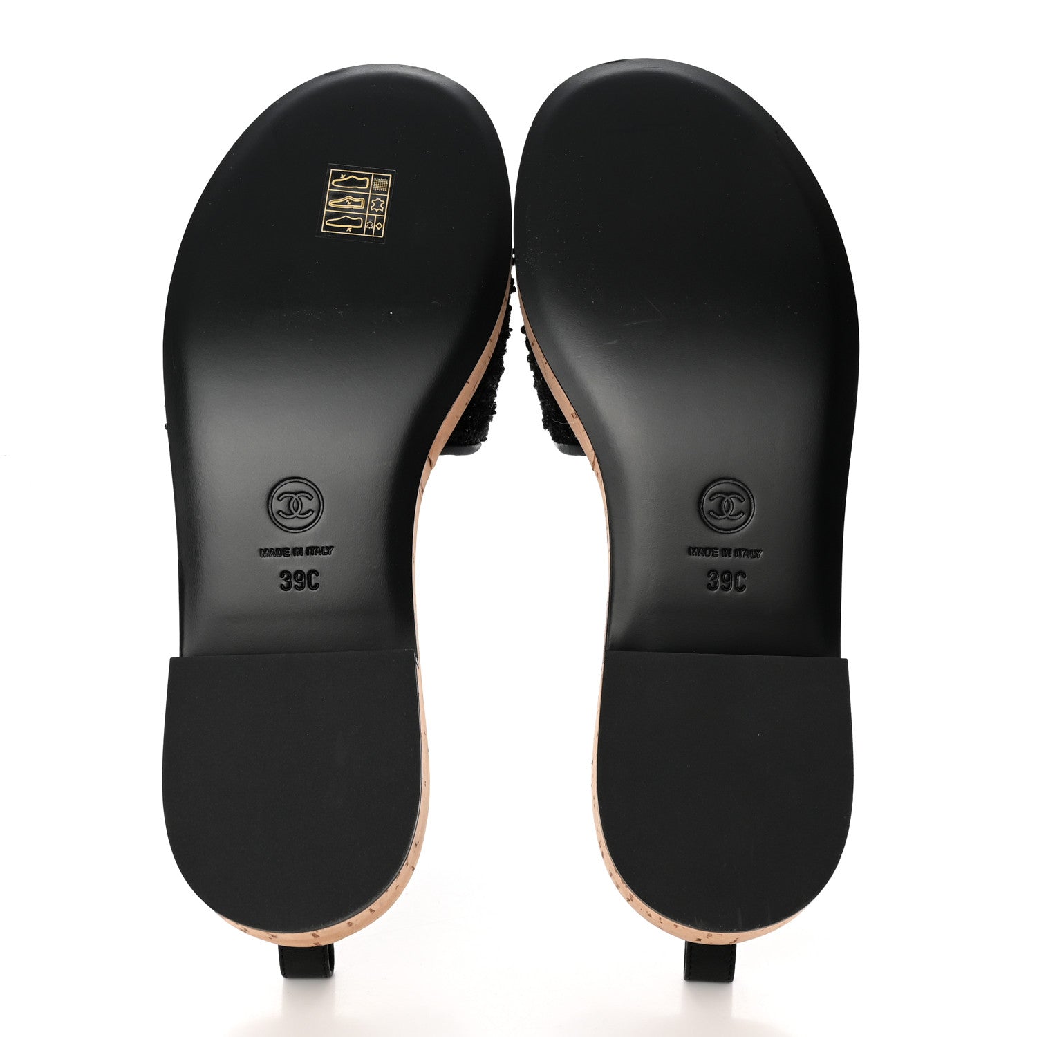 Chanel Tweed Cork CC Chain Mule Sandal 39 Black 5 of 10