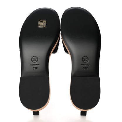 Chanel Tweed Cork CC Chain Mule Sandal 39 Black 5 of 10