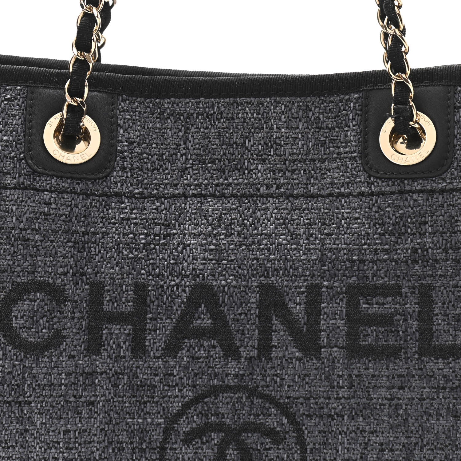 Chanel Lurex Boucle Small Deauville Tote Black 8 of 12